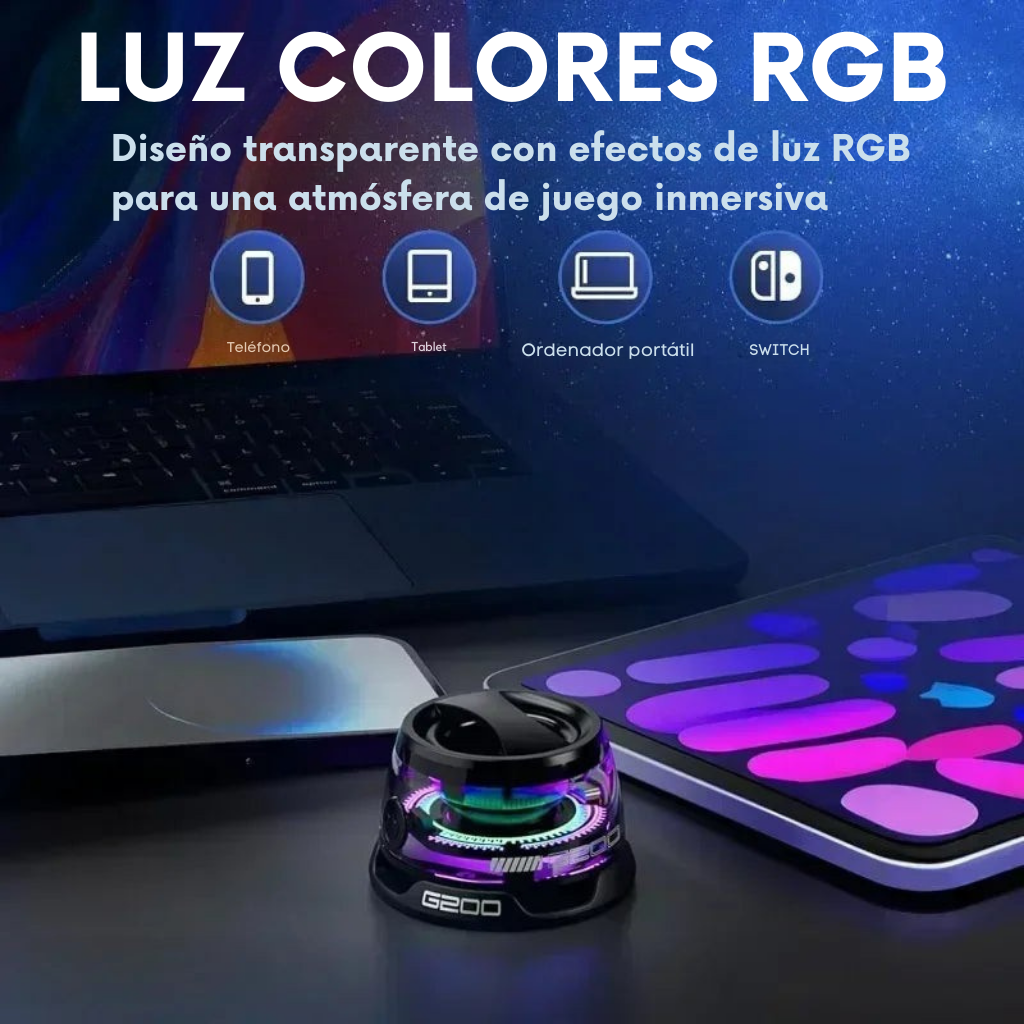 GlowBeat – Altavoz Bluetooth portátil con luces RGB y batería 7h