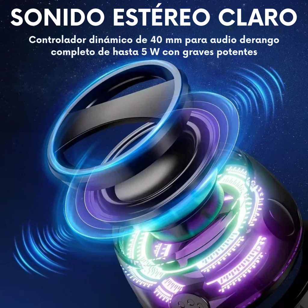 GlowBeat – Altavoz Bluetooth portátil con luces RGB y batería 7h